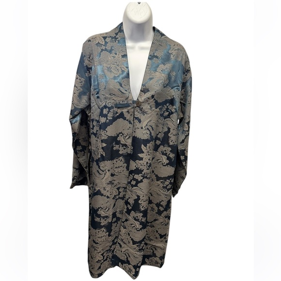 S/M. Elegant Blue and Gold Women's Silk Jacket. CL/GR05J - Picture 2 of 5